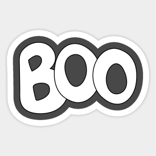 BOO text art in white bubble letters Sticker